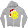 smiley face wears santa hat merry christmas Zipper Hoodie