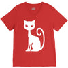 white cat funny V-Neck Tee