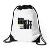 lets hug it out Drawstring Bags