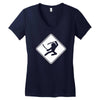 ninja crossing sign Women's V-Neck T-Shirt