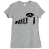 stop following me funny darwins evolution parody mens white t shirt Ladies Fitted T-Shirt