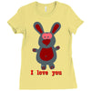 i love you bunny hare rabbit cupid couple kiss fun Ladies Fitted T-Shirt
