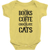 read books drink coffee eat chocolate pet cats Baby Bodysuit