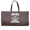 this girl loves christmas Weekender Totes