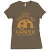 what happens in camper stays in camper vintage style camp funny Ladies Fitted T-Shirt