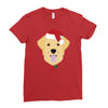 golden retriever dog with red santa's hat Ladies Fitted T-Shirt