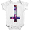 inverted galaxy cross funny  religion banter space fashion new Baby Bodysuit