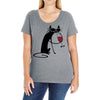 cat and wine Ladies Curvy T-Shirt