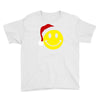 smiley face wears santa hat merry christmas Youth Tee