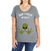 Alien Says Don't Touch My Belly Ladies Curvy T-Shirt