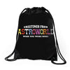 greeting from astroworld wish you were here white Drawstring Bags