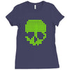 skull pixels t shirt cool funny Ladies Fitted T-Shirt