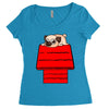 snoopy parody pug w Women's Triblend Scoop T-shirt