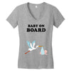Baby On Board with Stork Women's V-Neck T-Shirt