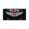 angel wing believe breast cancer License Plate