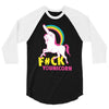 gay pride f#ck younicorn funny rude unicorn 3/4 Sleeve Shirt