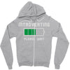 low battery introvert pun humor Zipper Hoodie