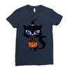 witch cat Ladies Fitted T-Shirt