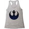 rebel logo with space pattern Racerback Tank