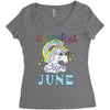 unicorns are born in june cute unicorn Women's Triblend Scoop T-shirt
