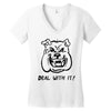 deal with it angry pitbul Women's V-Neck T-Shirt
