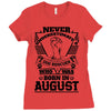 Never Underestimate Dog Rescuer Who Was Born August Ladies Fitted T-Shirt