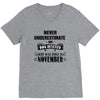 never underestimate an old man who was born in november V-Neck Tee