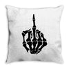 middle finger skeleton bone skull grafitti art Throw Pillow