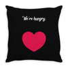 We're Hungry with Heart Throw Pillow