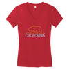 neon sign california republic flag bear Women's V-Neck T-Shirt