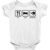 eat sleep snowboard mens black snowboarding t shirt wow Baby Onesie