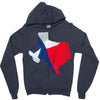Eroded Texas Map With Flag Zipper Hoodie