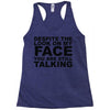 rude slogan Racerback Tank