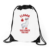 boxing llama Drawstring Bags