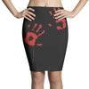 bloody hand print funny zombie kill undead blood horror killer Pencil Skirts