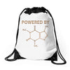 Powered By Caffeine Molecule Drawstring Bags
