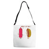 what up dog ketchup hot dog Adjustable Strap Totes