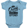 Queens Are Born In September Baby Onesie