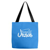 hooked on jesus Tote Bags