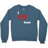 i love heart bass guitar music Crewneck Sweatshirt