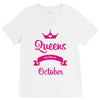 queens are born in october V-Neck Tee