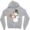 smiling snowman holding out christmas Zipper Hoodie
