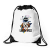 who loves lhasa apso Drawstring Bags