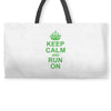 Keep Calm and Run On Green Weekender Totes