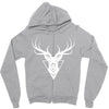 deer head vector white logo Zipper Hoodie