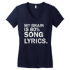 my brain is 80% song lyrics Women's V-Neck T-Shirt