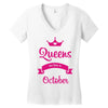 queens are born in october Women's V-Neck T-Shirt