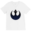 rebel logo with space pattern V-Neck Tee