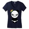 angry panda rainbow Women's V-Neck T-Shirt
