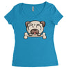 cute pug dog Women's Triblend Scoop T-shirt